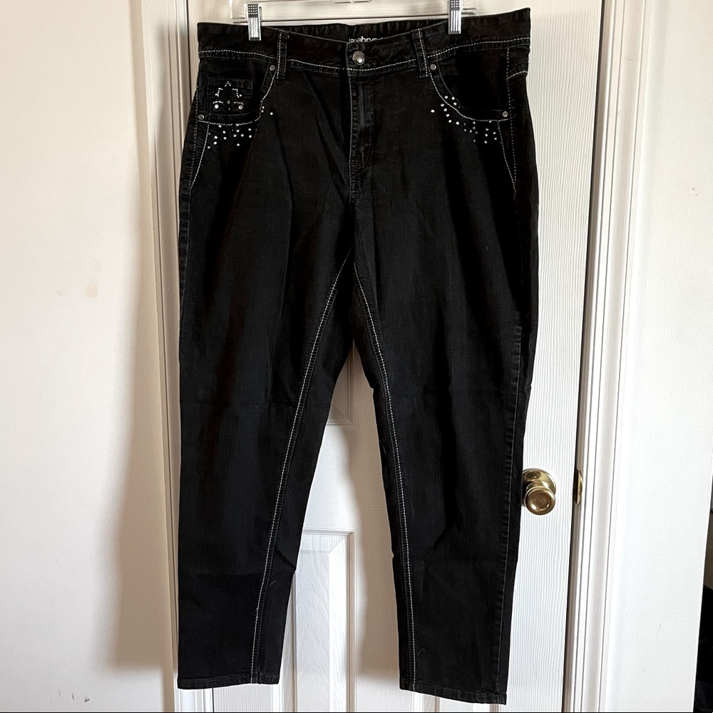 Lane Bryant Black Embellished Skinny Jeans